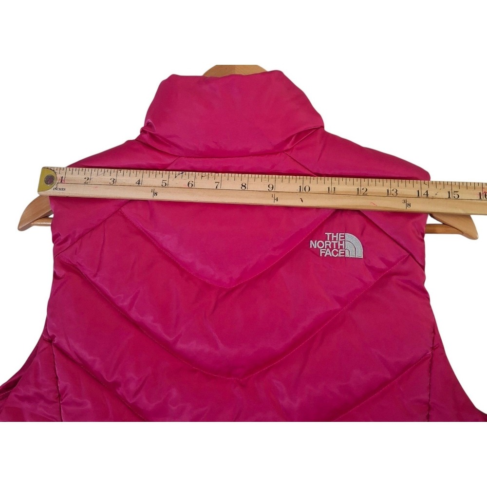 The North Face 550 Down Vest Womens Medium Pink Chevron Quilted Full Zip Puffer - Picture 8 of 9